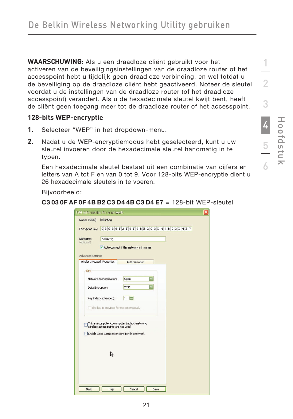 De belkin wireless networking utility gebruiken, Hoo fd st u k | Belkin F5D9050UK User Manual | Page 148 / 251