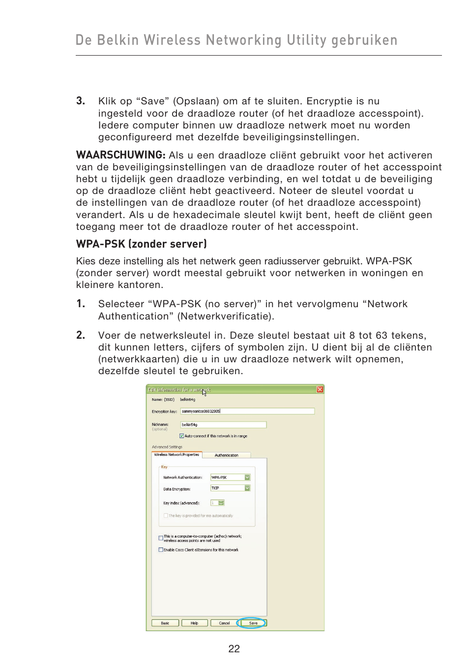 De belkin wireless networking utility gebruiken | Belkin F5D9050UK User Manual | Page 149 / 251
