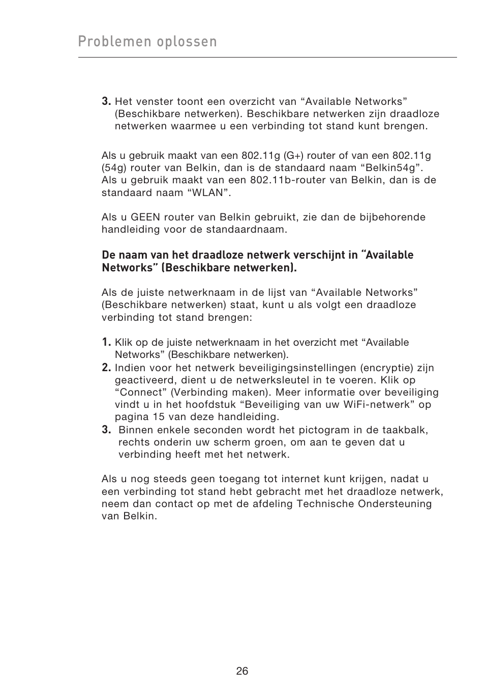 Problemen oplossen | Belkin F5D9050UK User Manual | Page 153 / 251