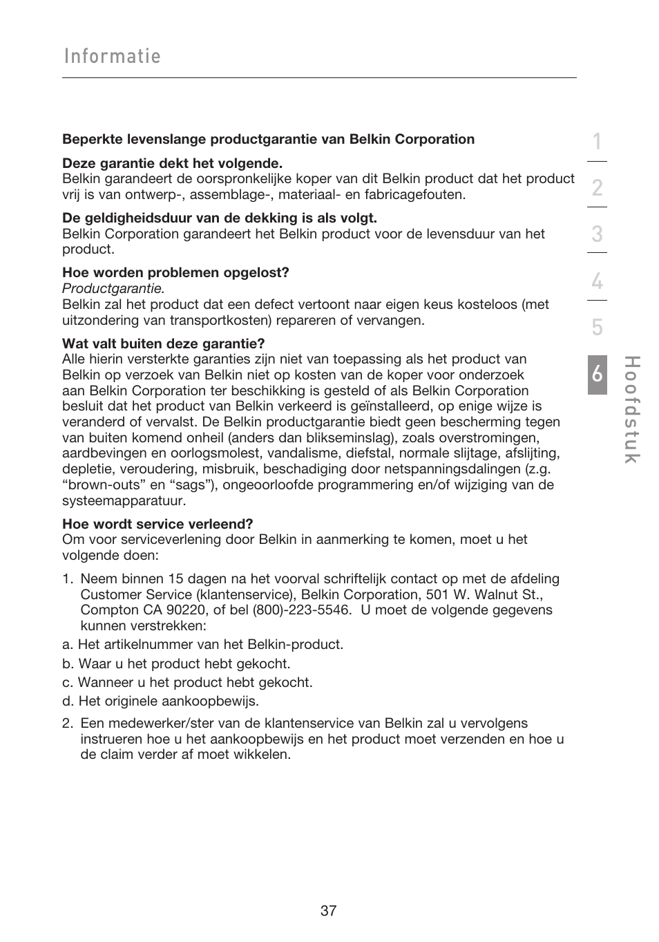 Informatie, Hoo fd st u k | Belkin F5D9050UK User Manual | Page 164 / 251