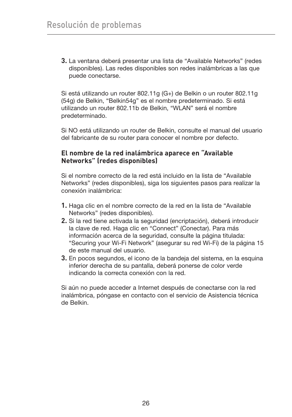 Resolución de problemas | Belkin F5D9050UK User Manual | Page 195 / 251
