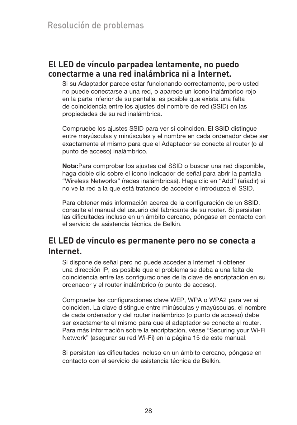 Resolución de problemas | Belkin F5D9050UK User Manual | Page 197 / 251