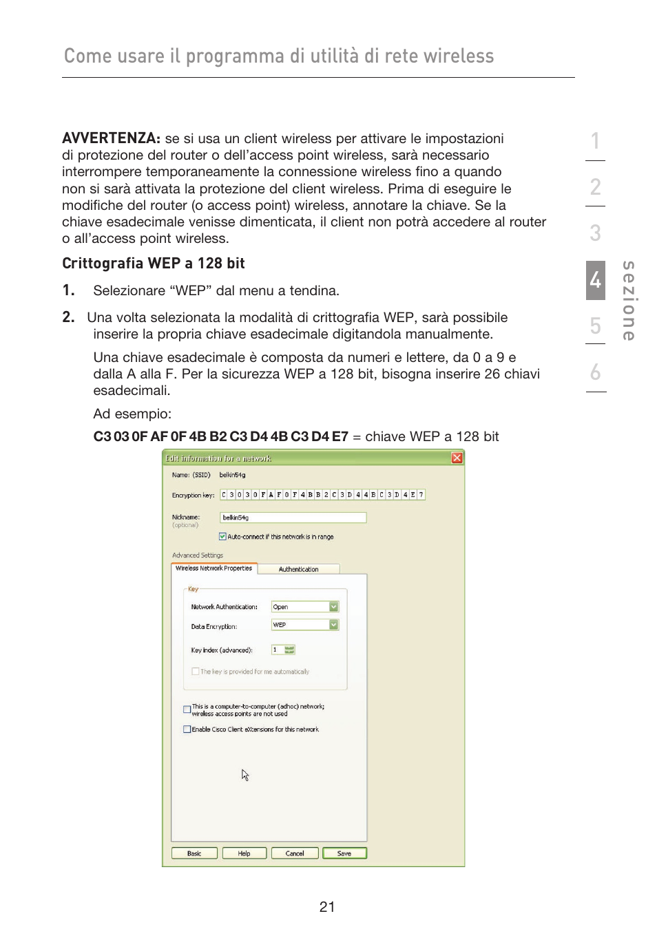 Se zio n e | Belkin F5D9050UK User Manual | Page 232 / 251