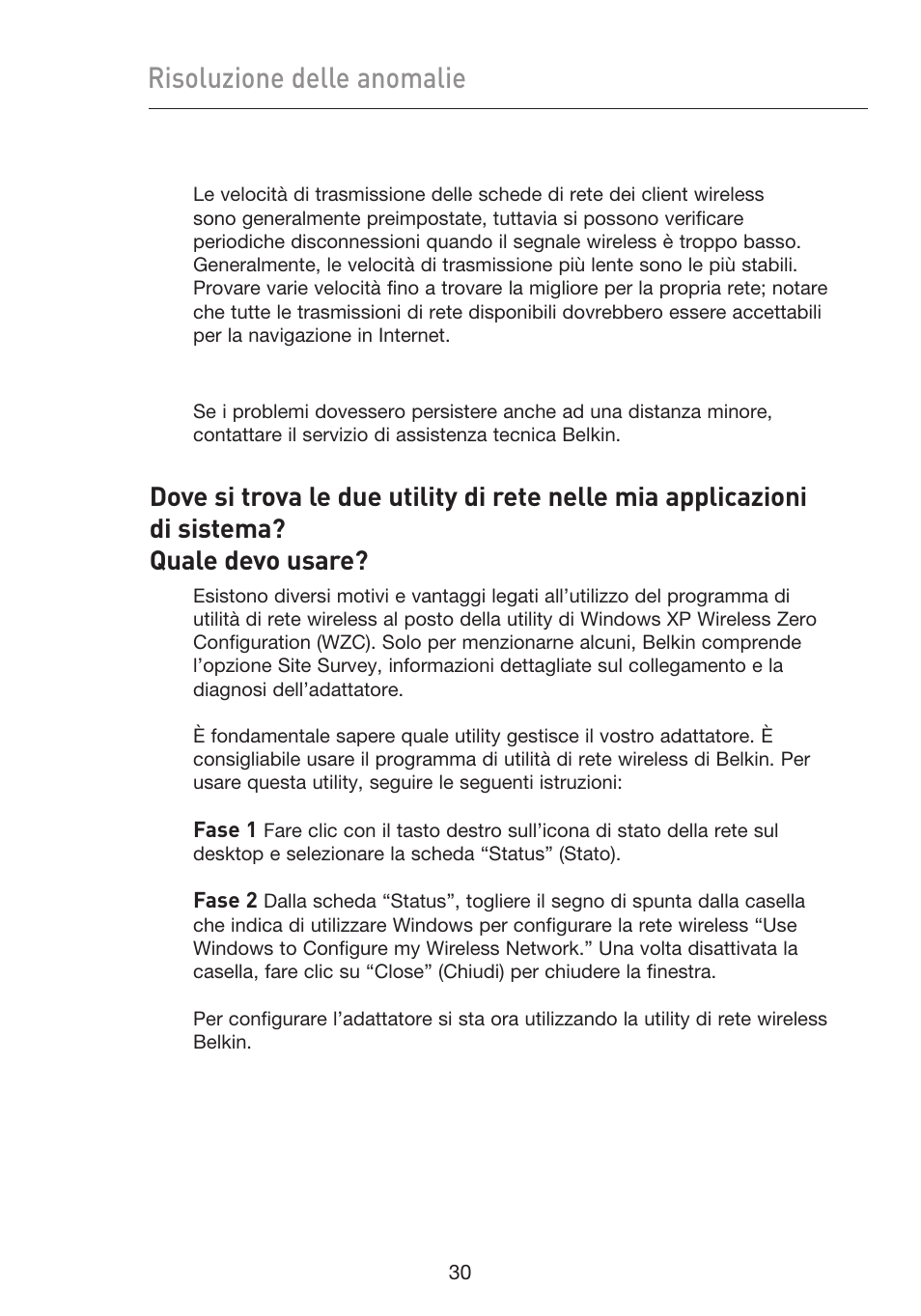 Risoluzione delle anomalie | Belkin F5D9050UK User Manual | Page 241 / 251