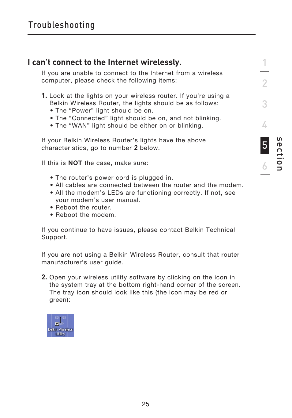 Troubleshooting, Se ct io n | Belkin F5D9050UK User Manual | Page 27 / 251