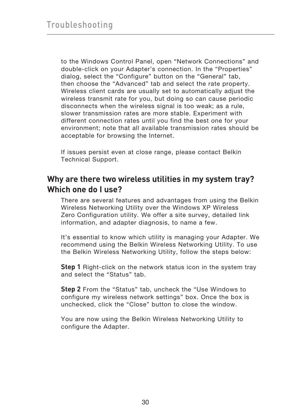 Troubleshooting | Belkin F5D9050UK User Manual | Page 32 / 251