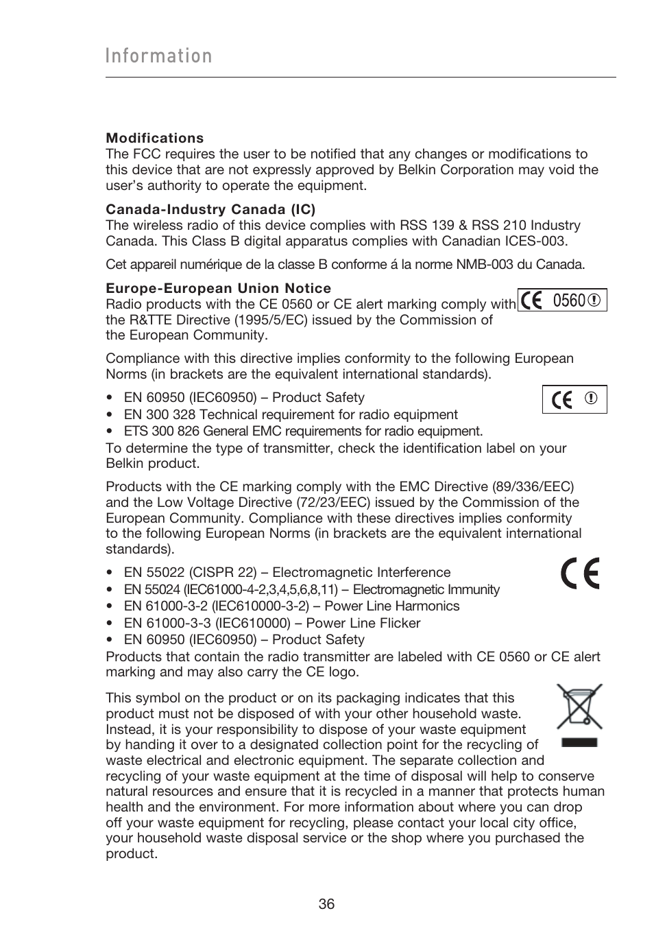 Information | Belkin F5D9050UK User Manual | Page 38 / 251