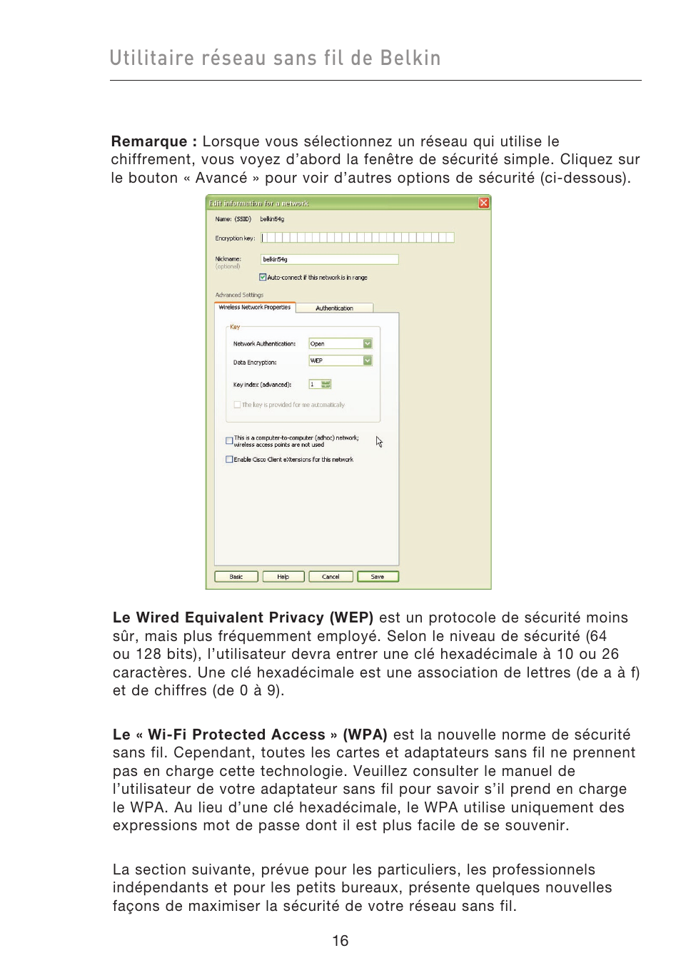 Utilitaire réseau sans fil de belkin | Belkin F5D9050UK User Manual | Page 60 / 251