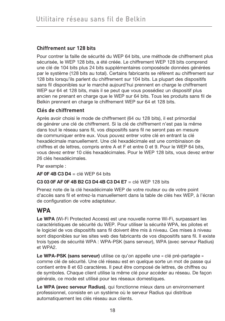 Utilitaire réseau sans fil de belkin | Belkin F5D9050UK User Manual | Page 62 / 251