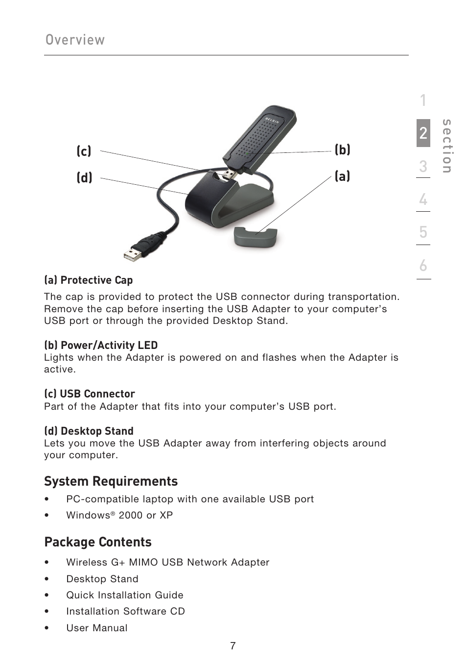 Se ct io n, Overview | Belkin F5D9050UK User Manual | Page 9 / 251