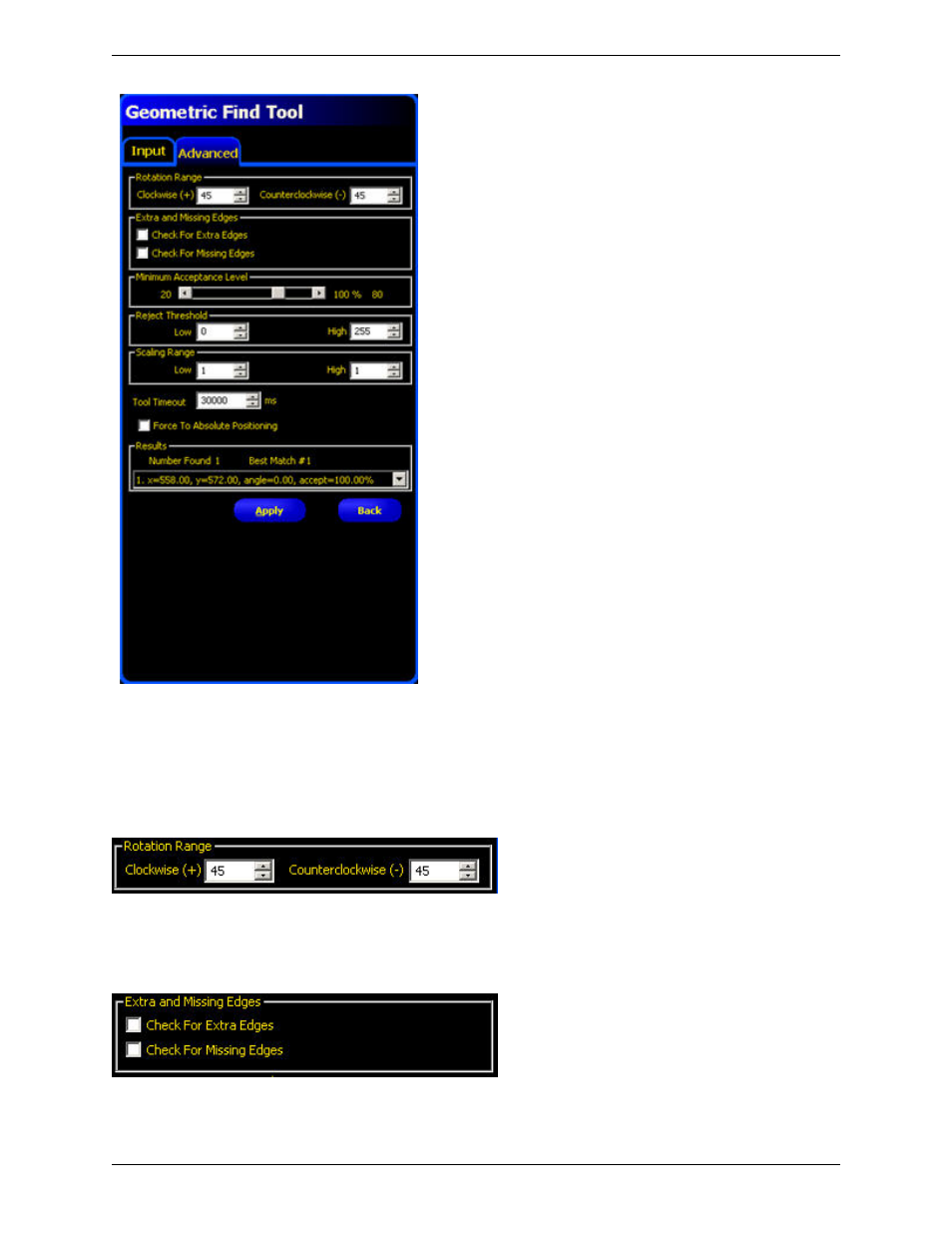 Rotation range, Extra and missing edges | Banner PresencePLUS P4 COLOR Series User Manual | Page 106 / 384