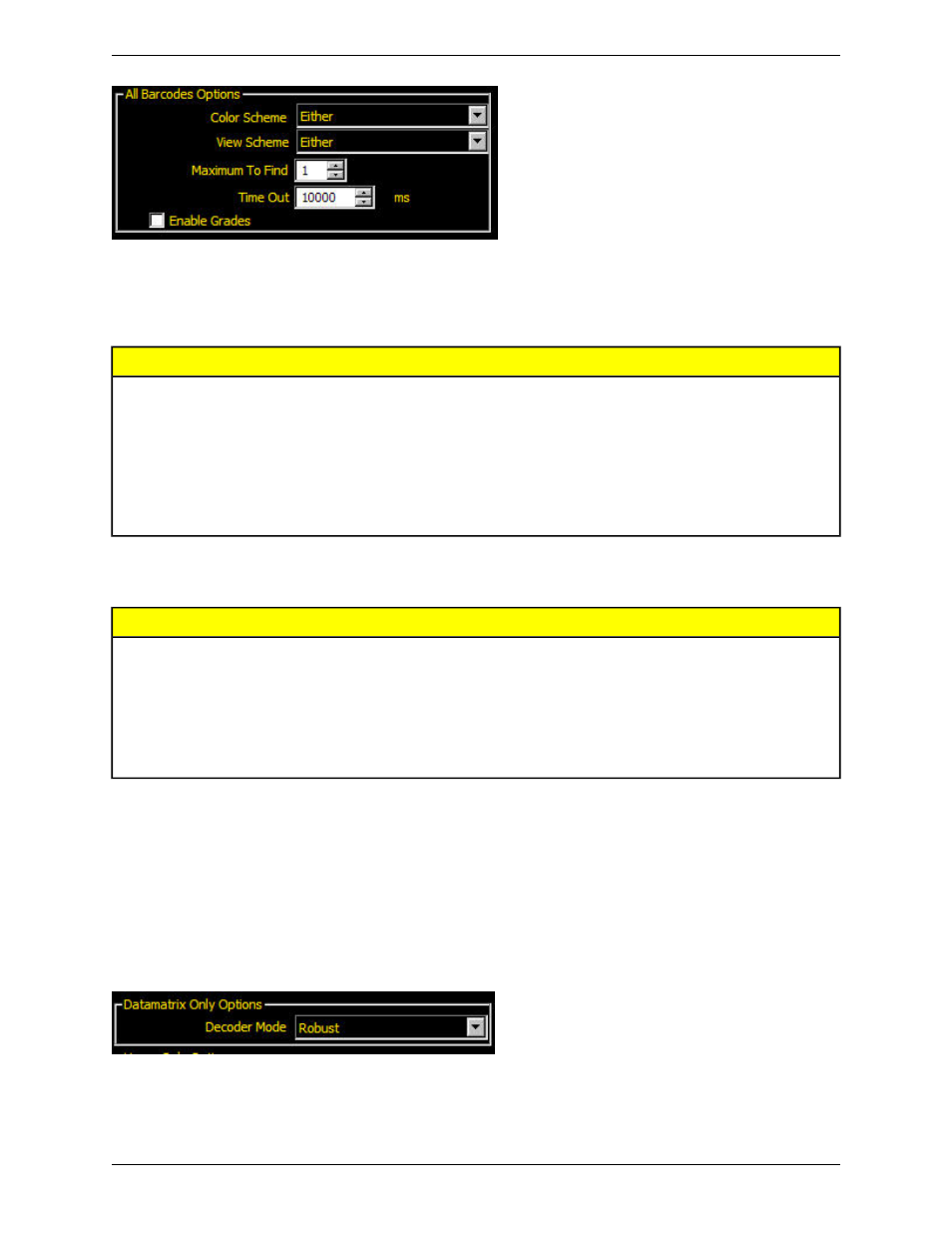 Datamatrix only options | Banner PresencePLUS P4 COLOR Series User Manual | Page 195 / 384