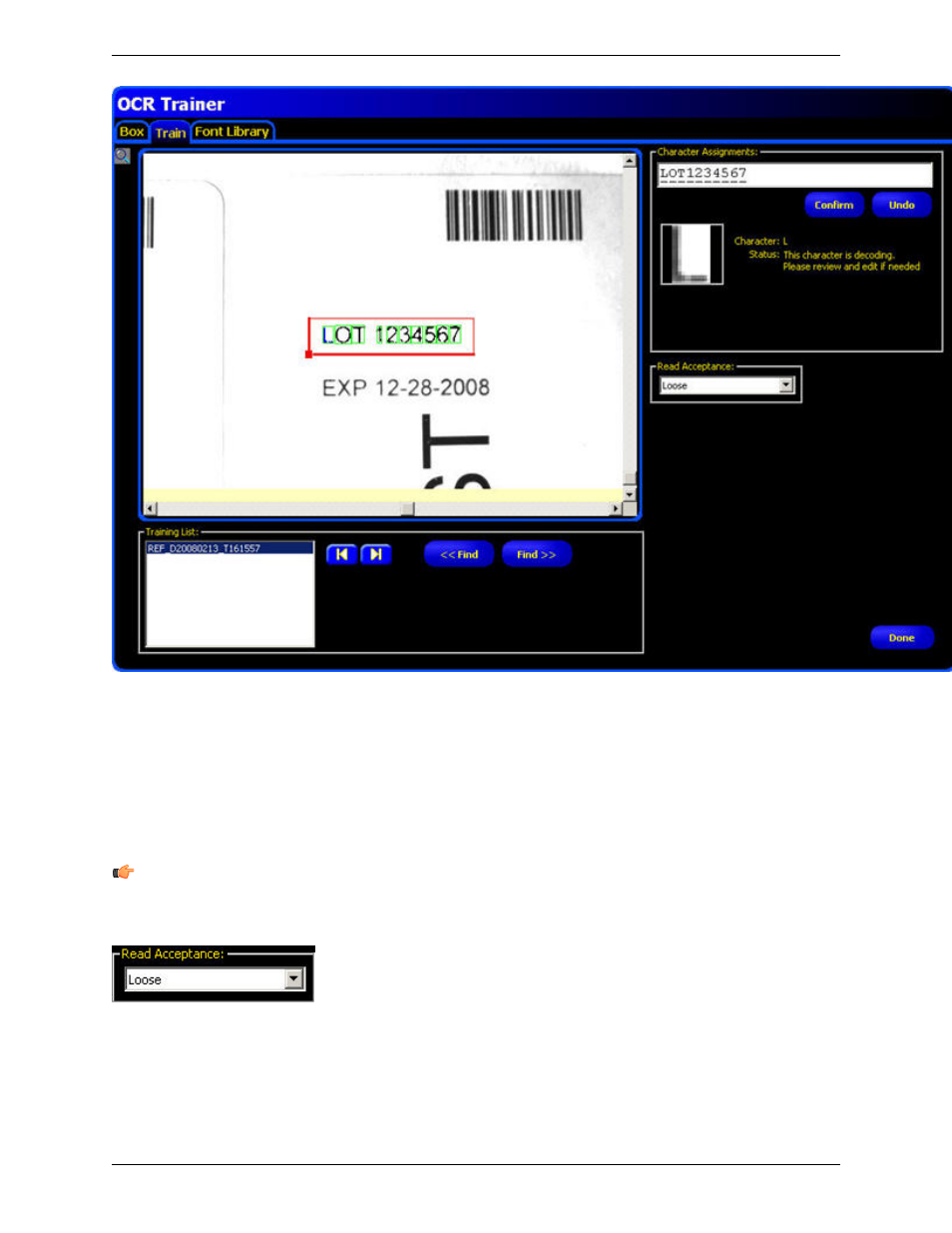 Read acceptance, Training list | Banner PresencePLUS P4 COLOR Series User Manual | Page 239 / 384