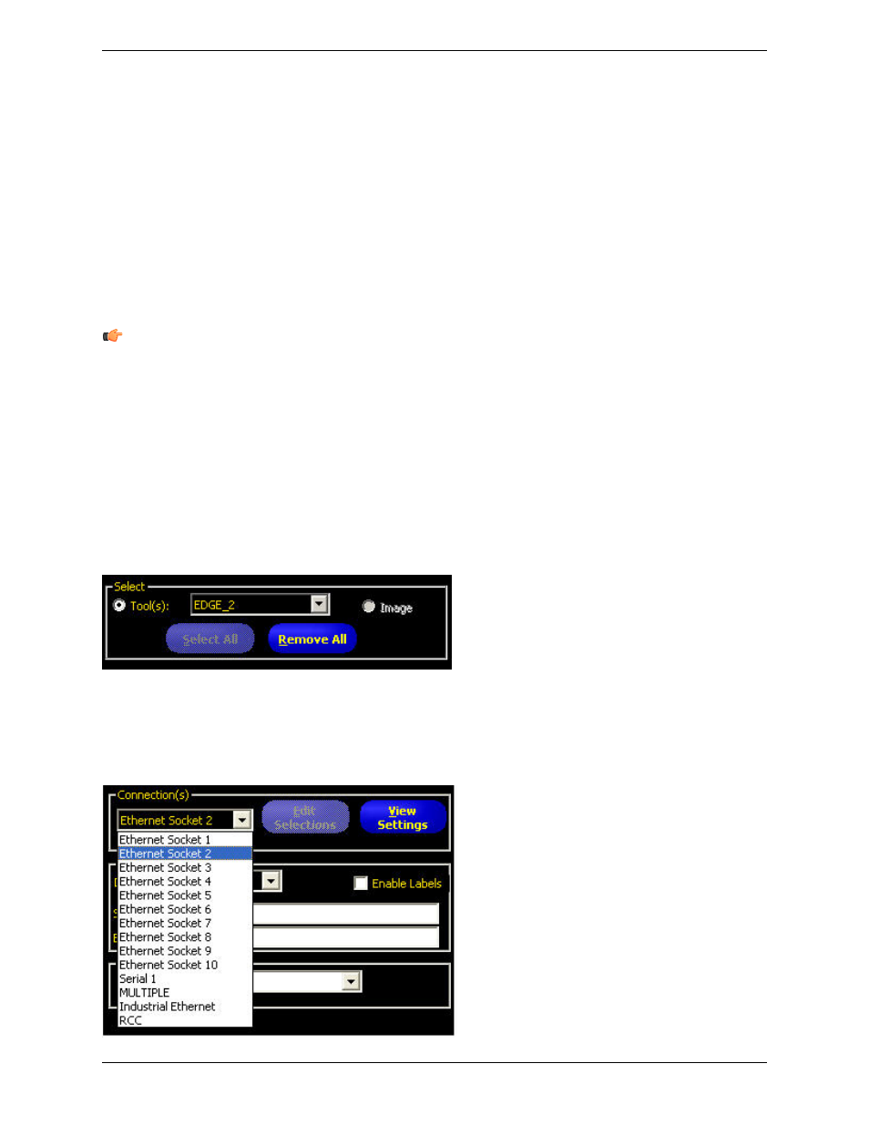 Select, Connections | Banner PresencePLUS P4 COLOR Series User Manual | Page 246 / 384