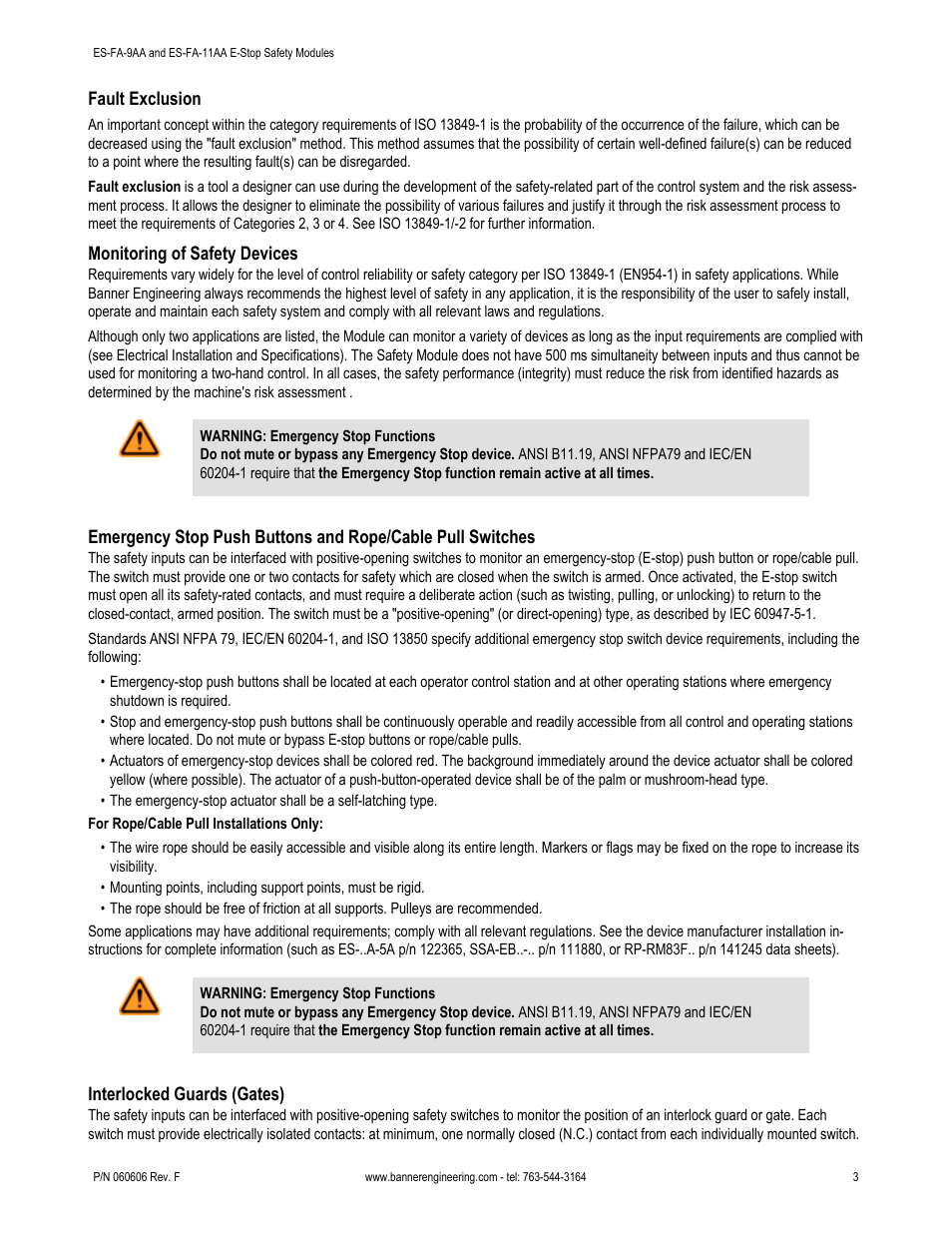 Banner ES-FA-6G Safety Module User Manual | Page 3 / 13