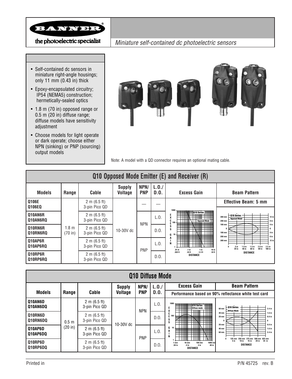 Banner Q10 Series User Manual | 4 pages