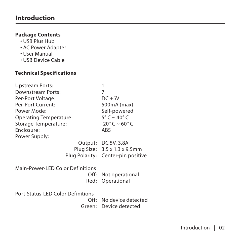 Introduction | Belkin USP Plus Hub F5U307 User Manual | Page 5 / 12