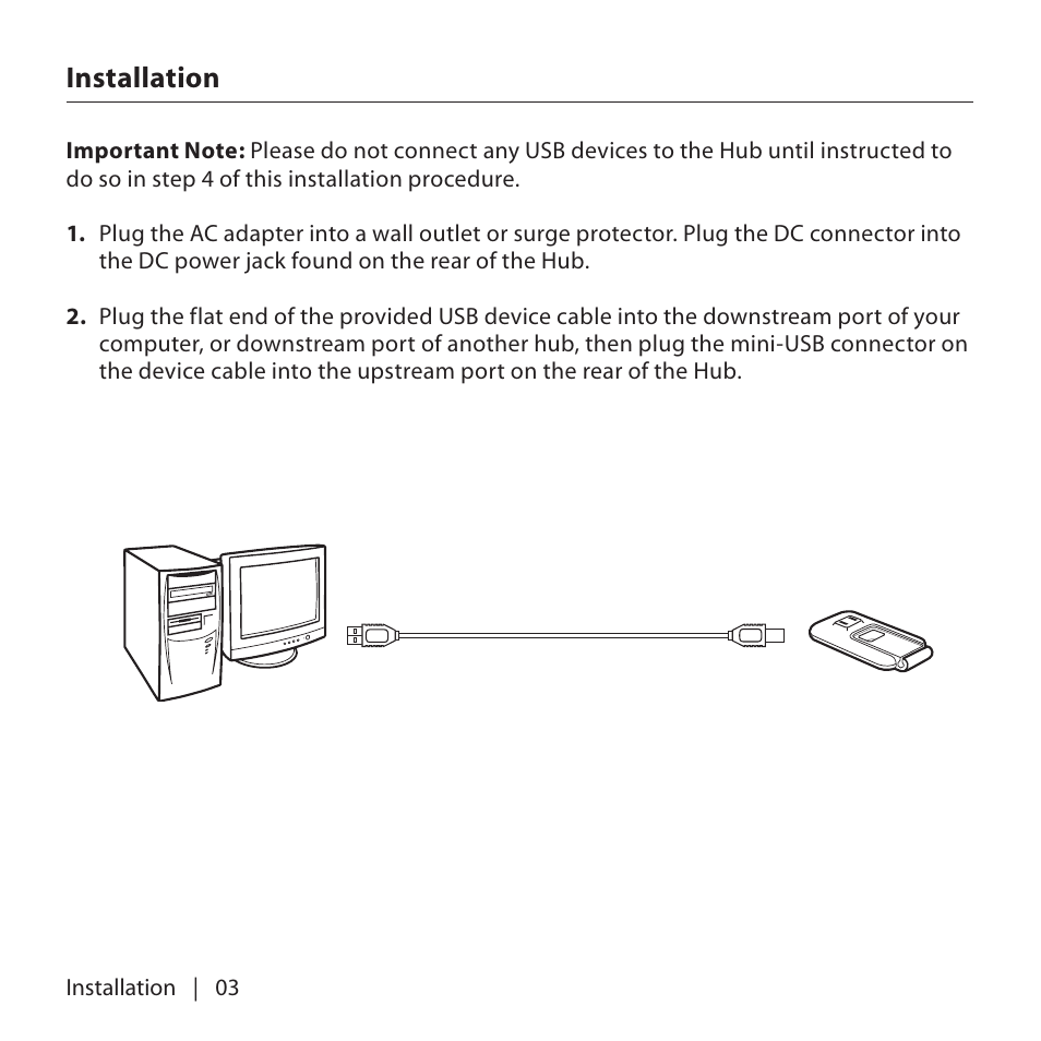 Installation | Belkin USP Plus Hub F5U307 User Manual | Page 6 / 12