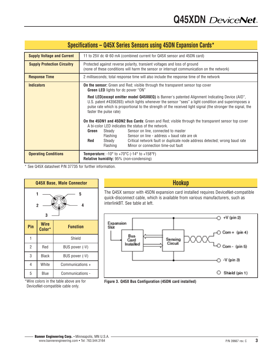 Q45xdn, Hookup | Banner Q45 Series User Manual | Page 3 / 4