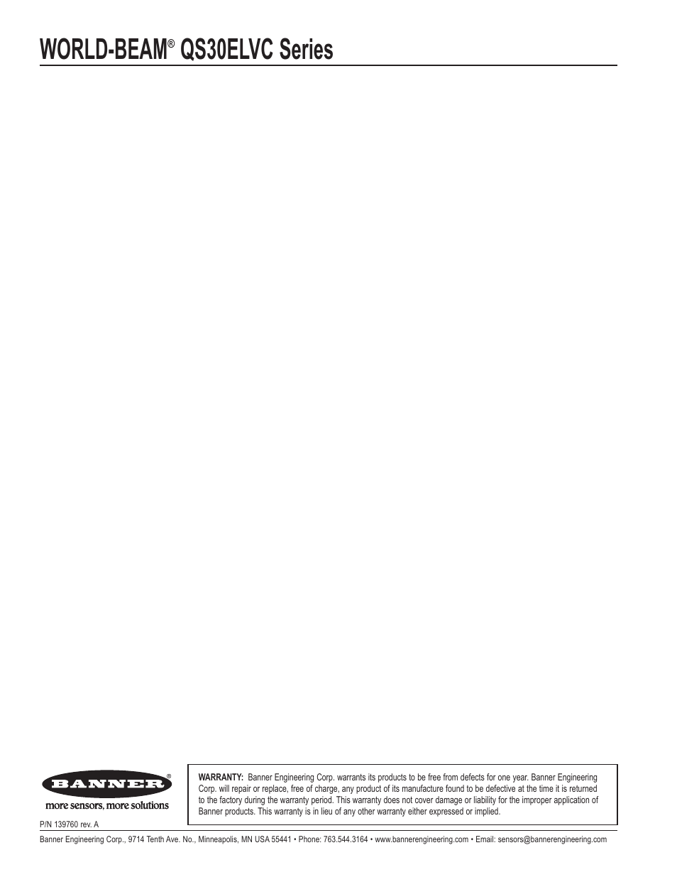 World-beam, Qs30elvc series | Banner WORLD-BEAM QS30 Clear Object Sensor User Manual | Page 12 / 12