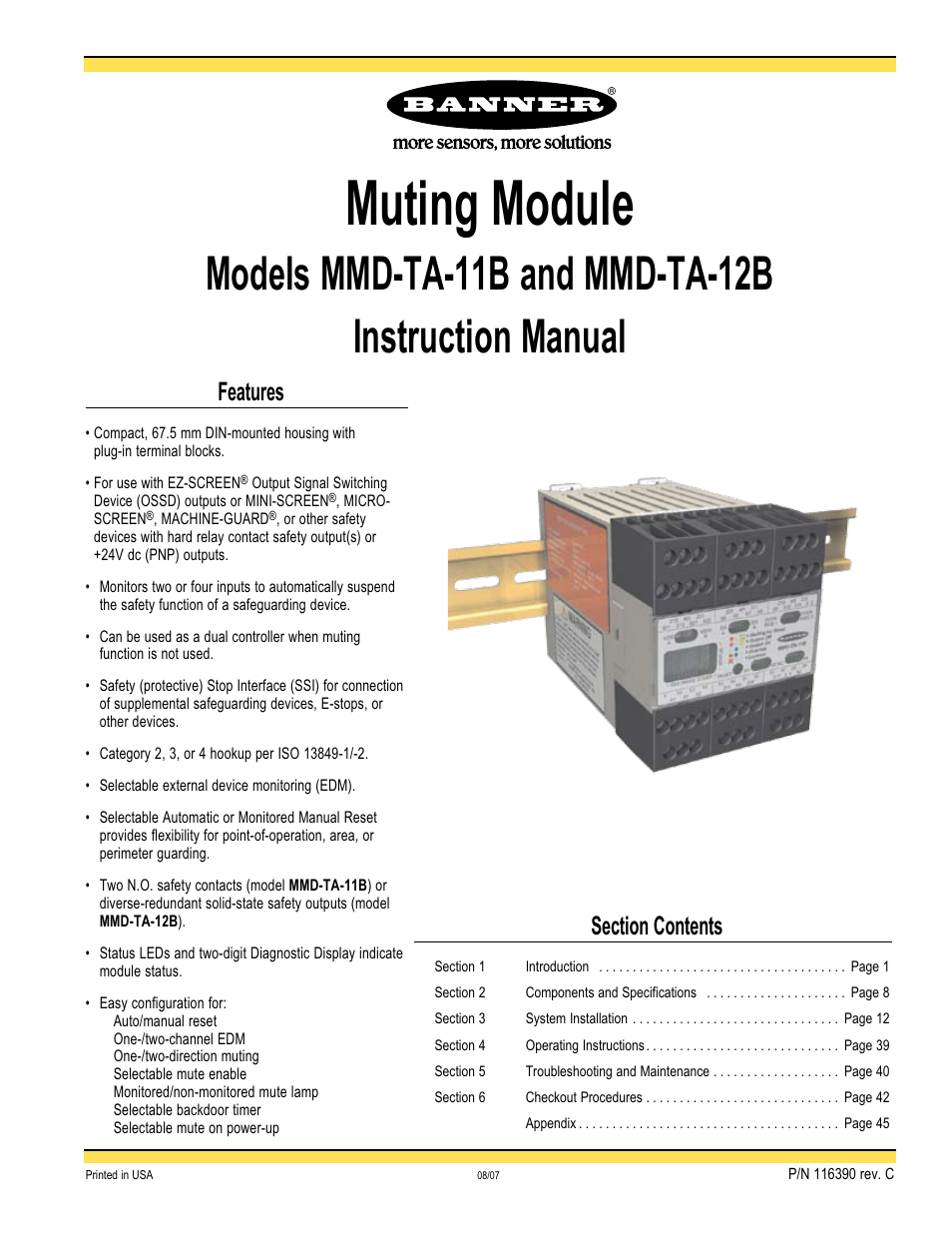Banner MMD-TA-11B Muting Modules User Manual | 60 pages