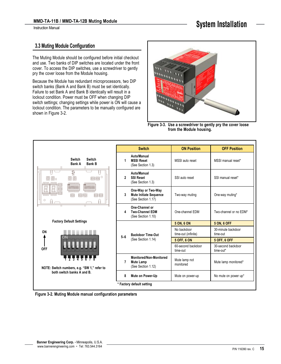 System installation, 3 muting module configuration | Banner MMD-TA-11B Muting Modules User Manual | Page 17 / 60