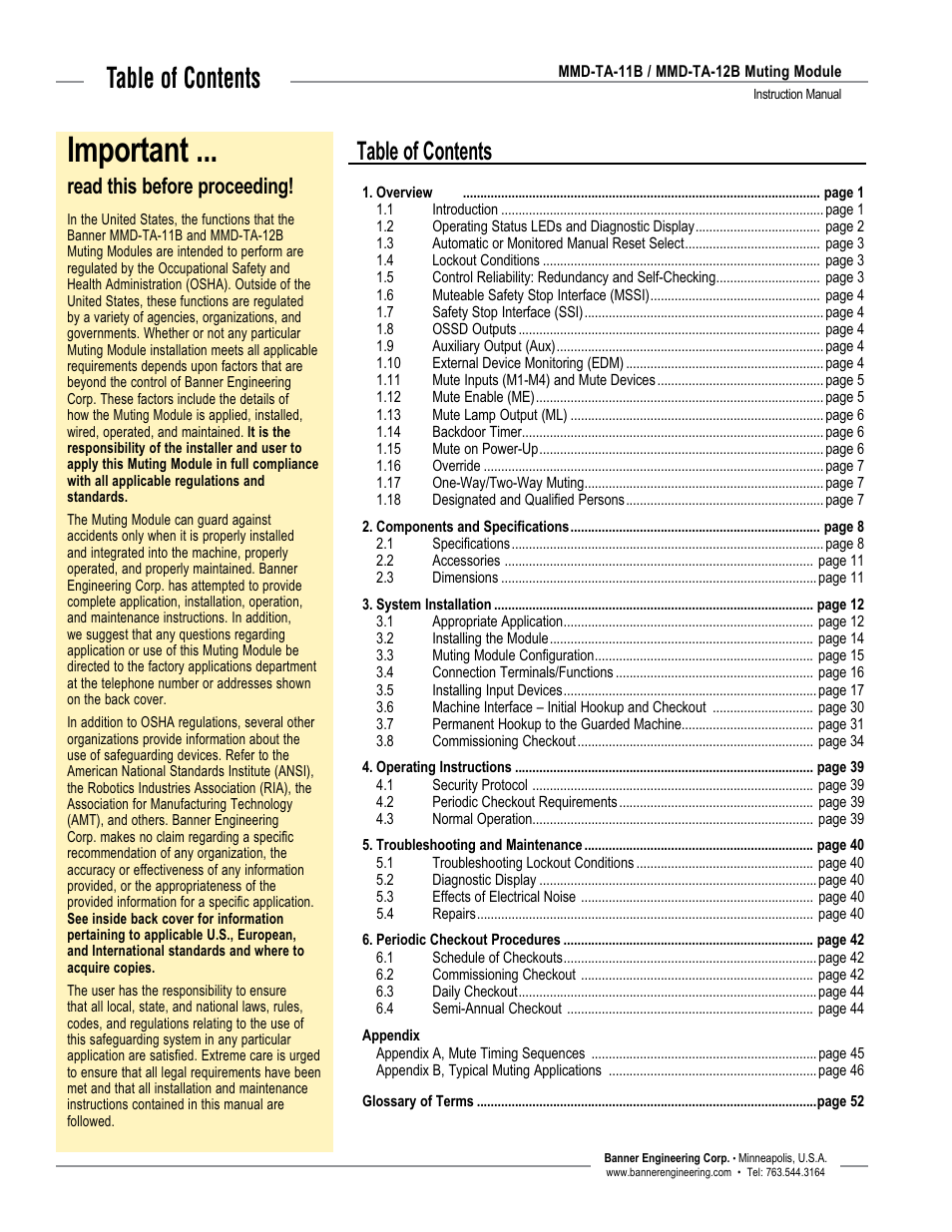 Banner MMD-TA-11B Muting Modules User Manual | Page 2 / 60