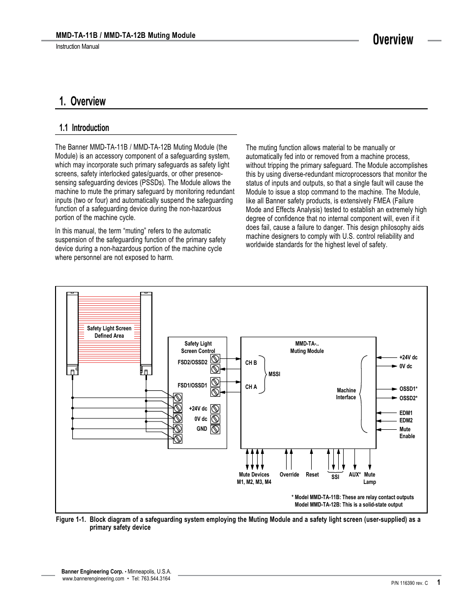 Overview, 1 introduction | Banner MMD-TA-11B Muting Modules User Manual | Page 3 / 60