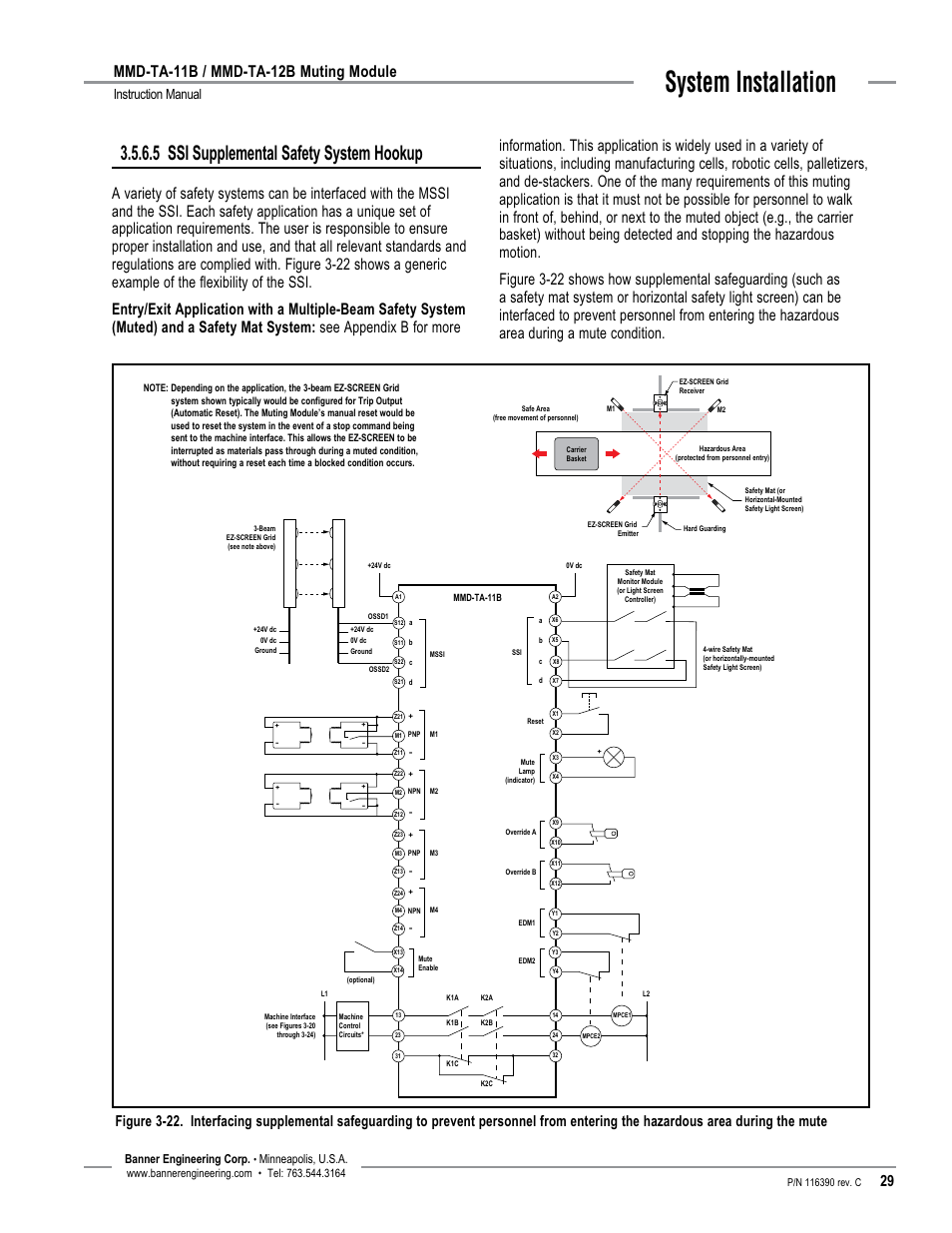 System installation, 5 ssi supplemental safety system hookup, Mmd-ta-11b / mmd-ta-12b muting module | Instruction manual, Banner engineering corp, Minneapolis, u.s.a | Banner MMD-TA-11B Muting Modules User Manual | Page 31 / 60