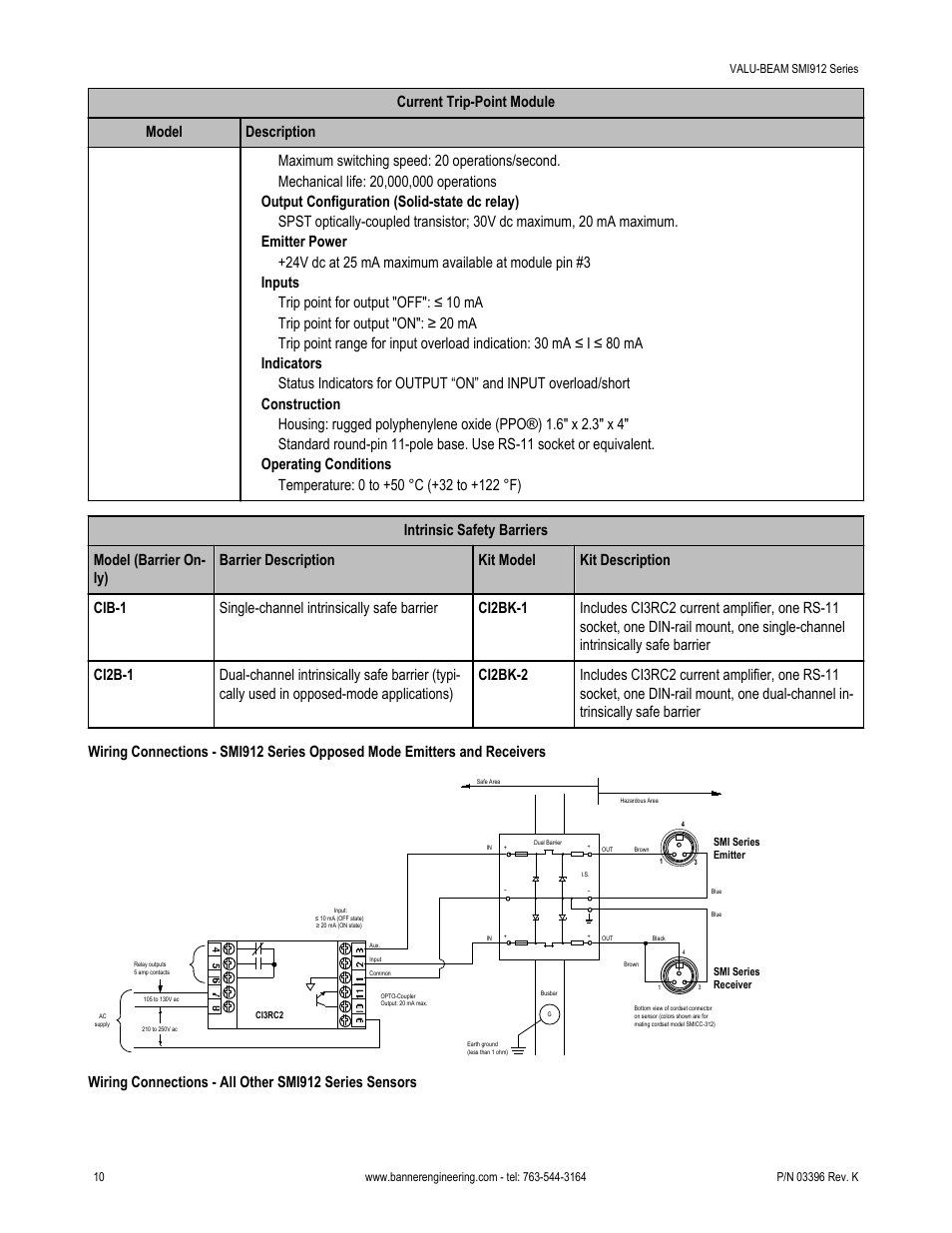 Banner VALU-BEAM SMI912 Series—Intrinsically Safe User Manual | Page 10 / 11