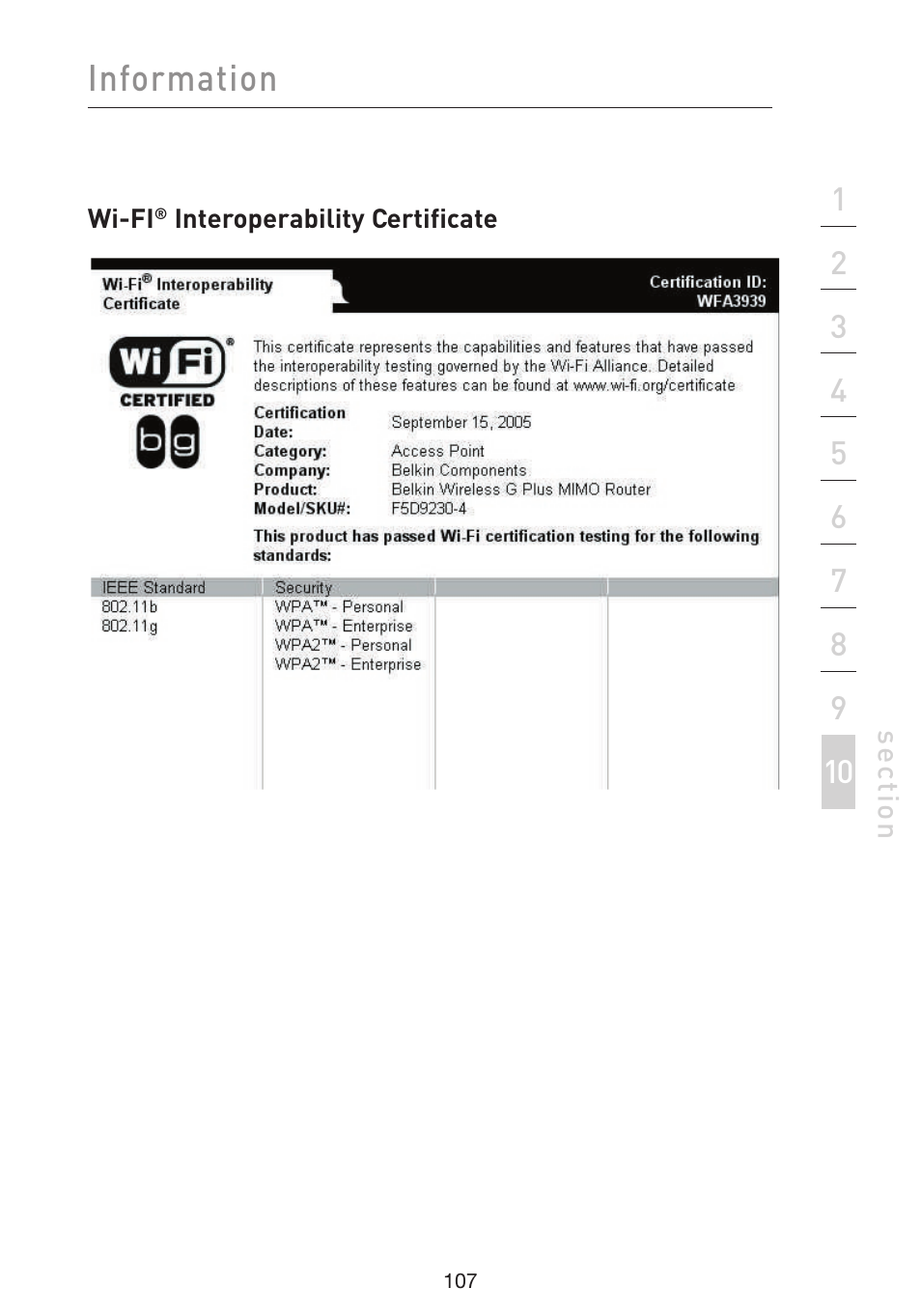 Information | Belkin F5D9230UK4 User Manual | Page 109 / 667