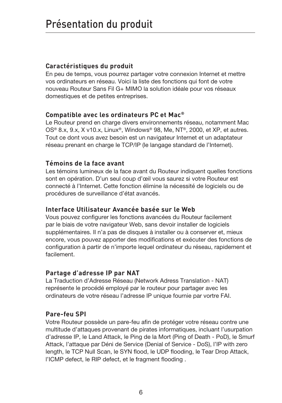 Présentation du produit | Belkin F5D9230UK4 User Manual | Page 120 / 667