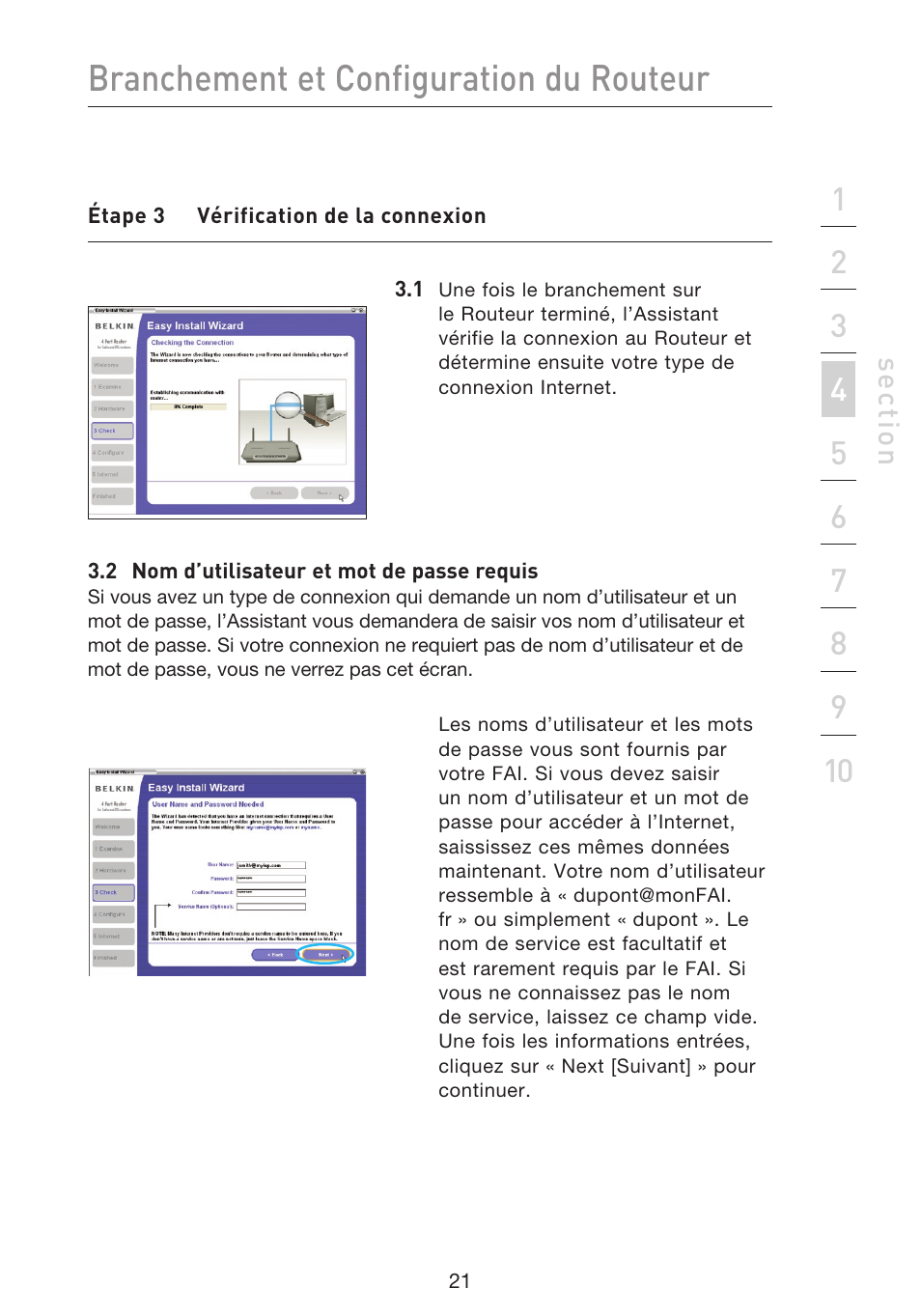 Branchement et configuration du routeur | Belkin F5D9230UK4 User Manual | Page 135 / 667