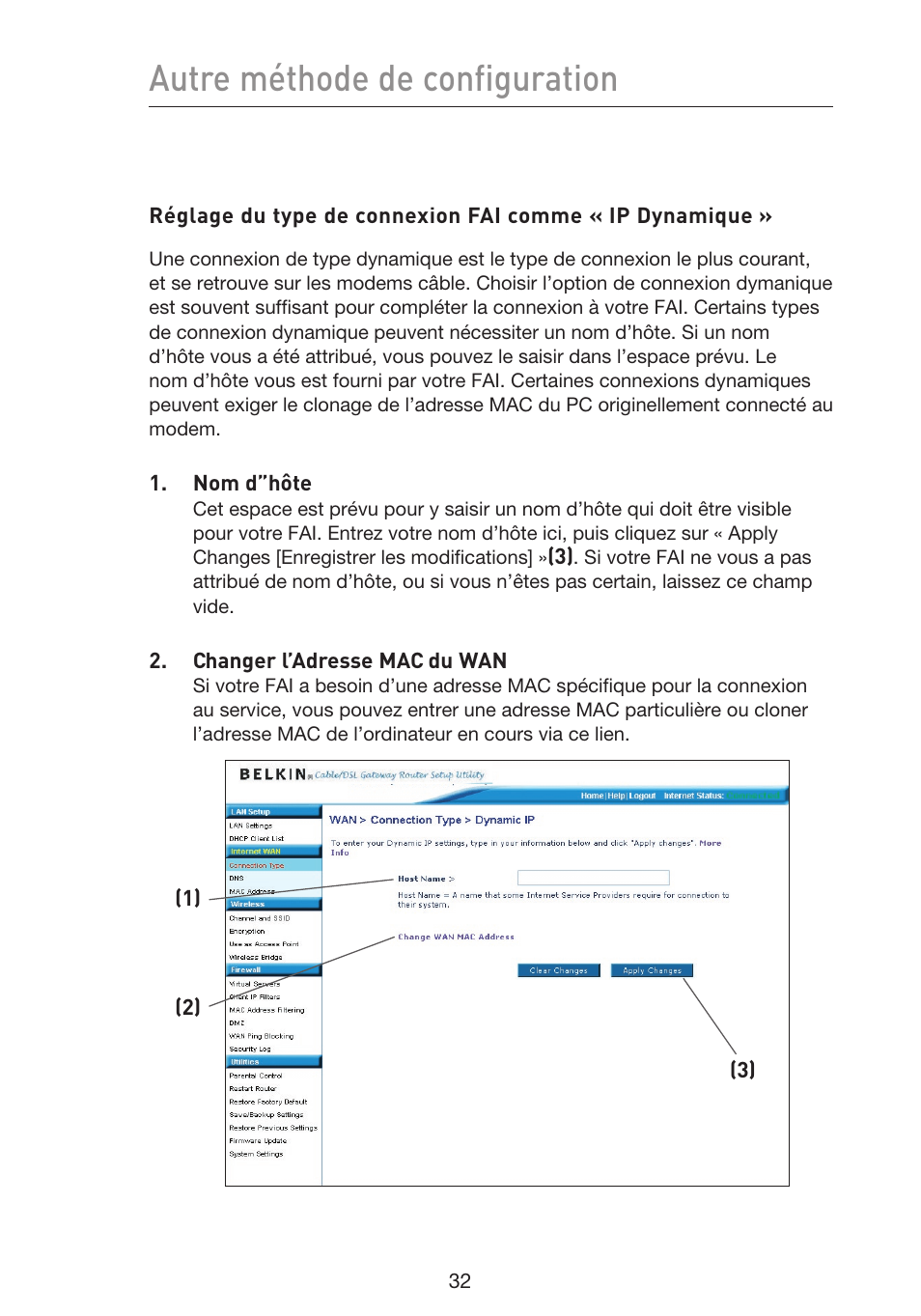 Autre méthode de configuration | Belkin F5D9230UK4 User Manual | Page 146 / 667