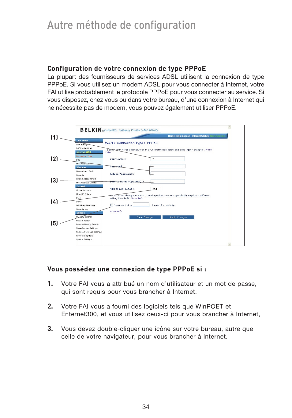 Autre méthode de configuration | Belkin F5D9230UK4 User Manual | Page 148 / 667