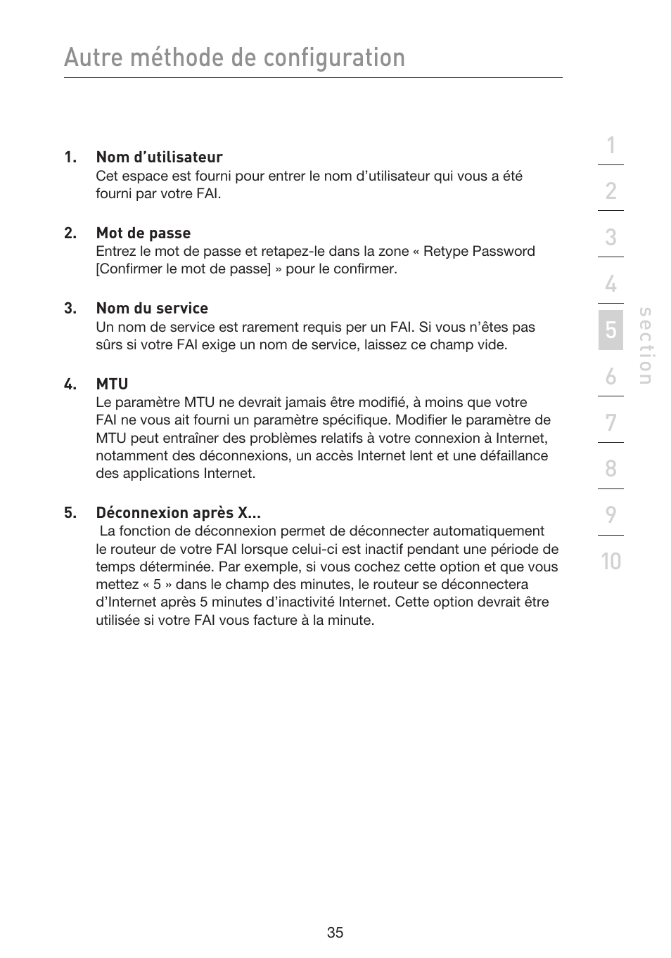 Autre méthode de configuration | Belkin F5D9230UK4 User Manual | Page 149 / 667