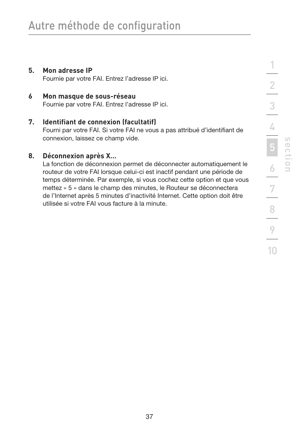 Autre méthode de configuration | Belkin F5D9230UK4 User Manual | Page 151 / 667