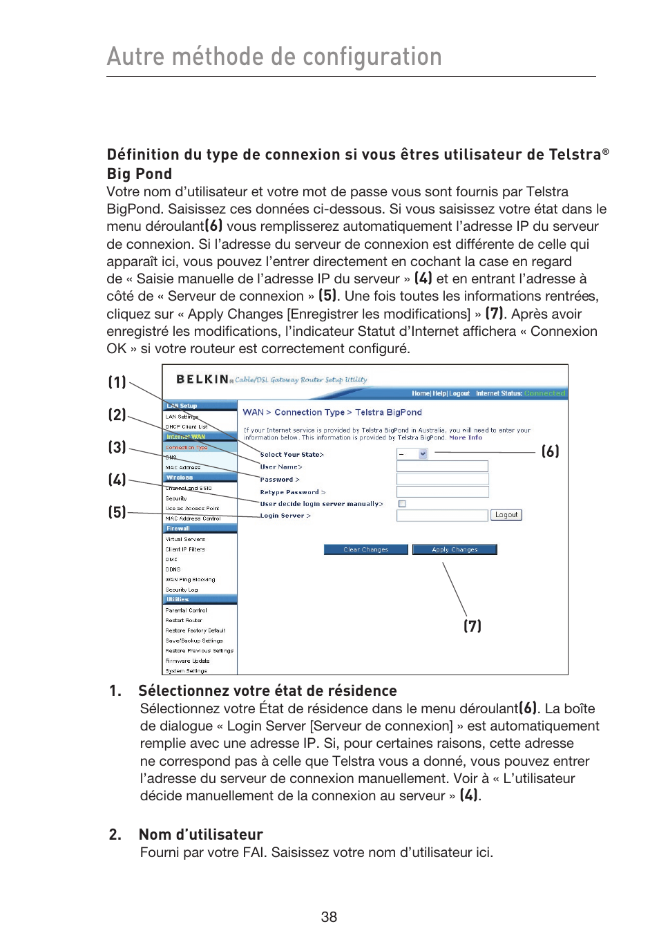 Autre méthode de configuration | Belkin F5D9230UK4 User Manual | Page 152 / 667