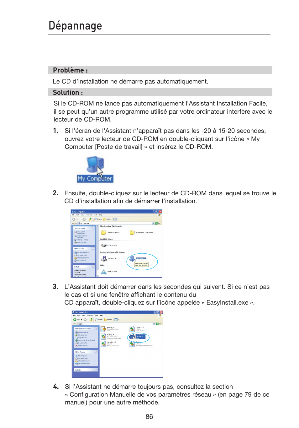 Dépannage | Belkin F5D9230UK4 User Manual | Page 200 / 667