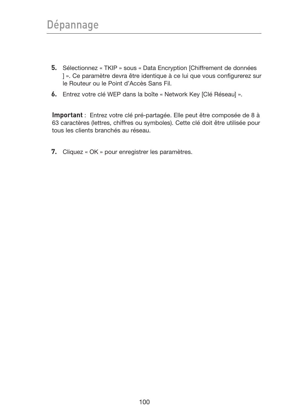 Dépannage | Belkin F5D9230UK4 User Manual | Page 214 / 667