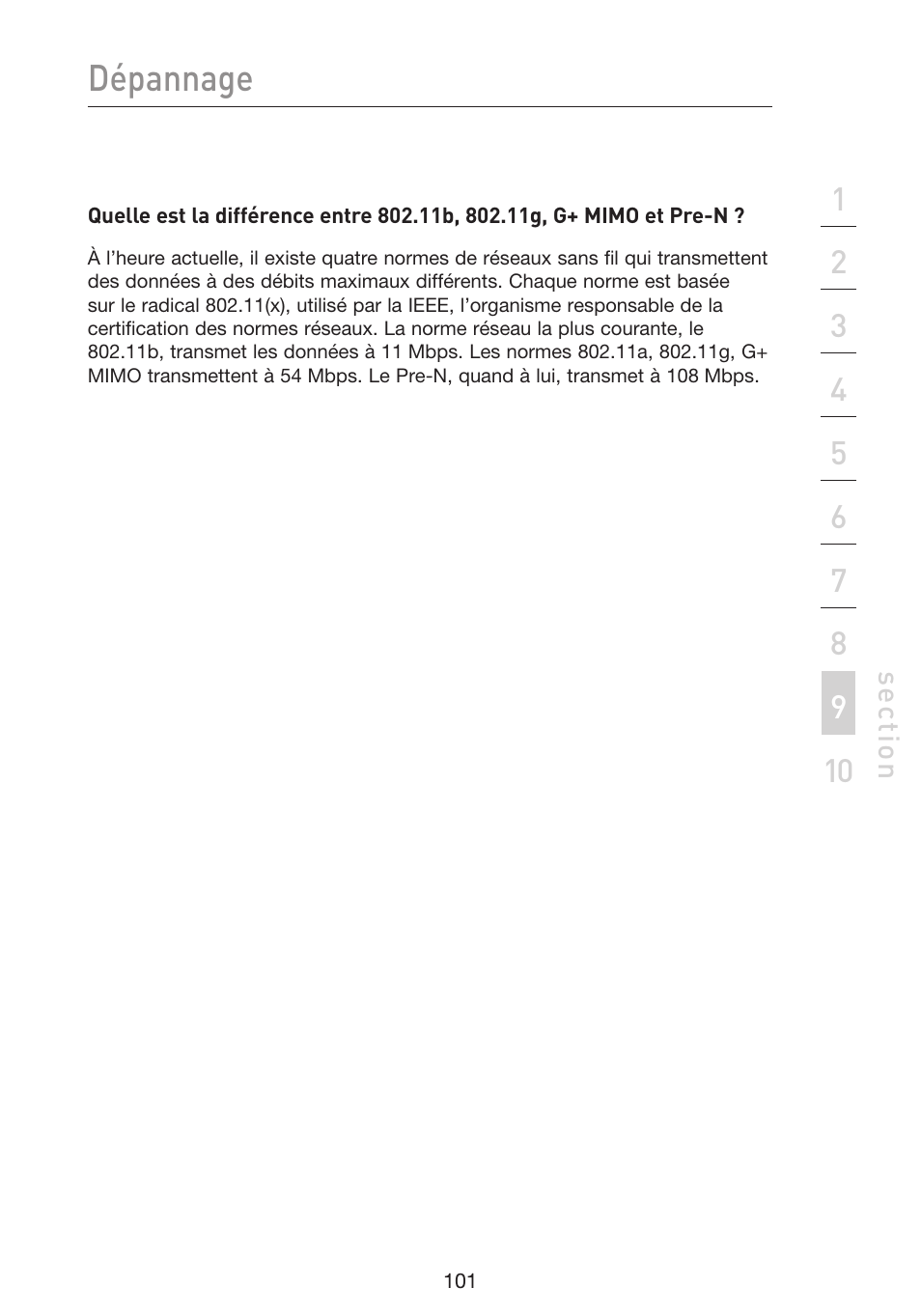 Dépannage | Belkin F5D9230UK4 User Manual | Page 215 / 667