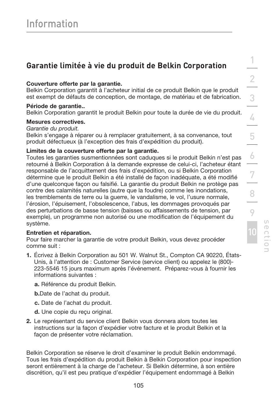 Information, Se ct io n | Belkin F5D9230UK4 User Manual | Page 219 / 667