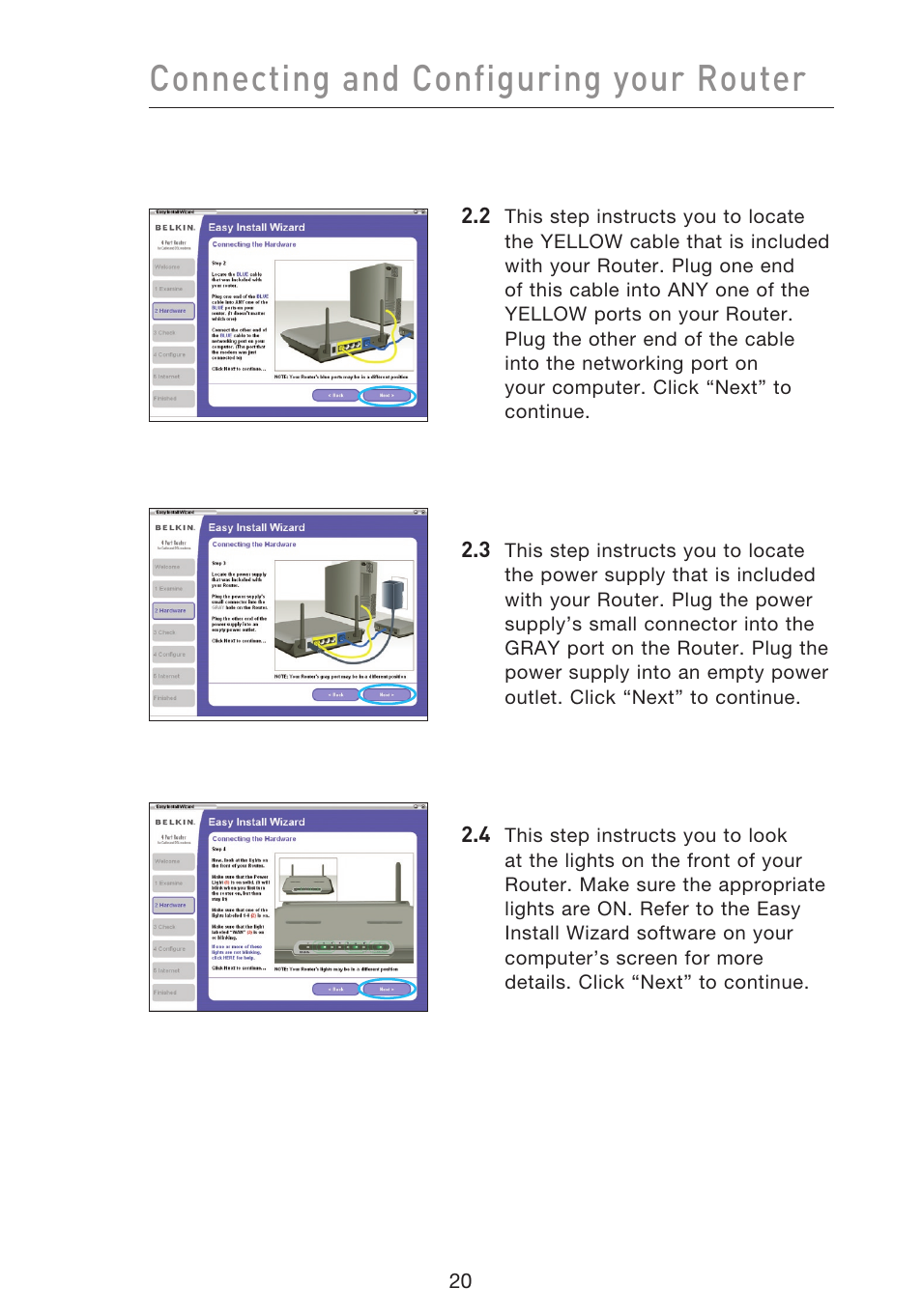 Connecting and configuring your router | Belkin F5D9230UK4 User Manual | Page 22 / 667