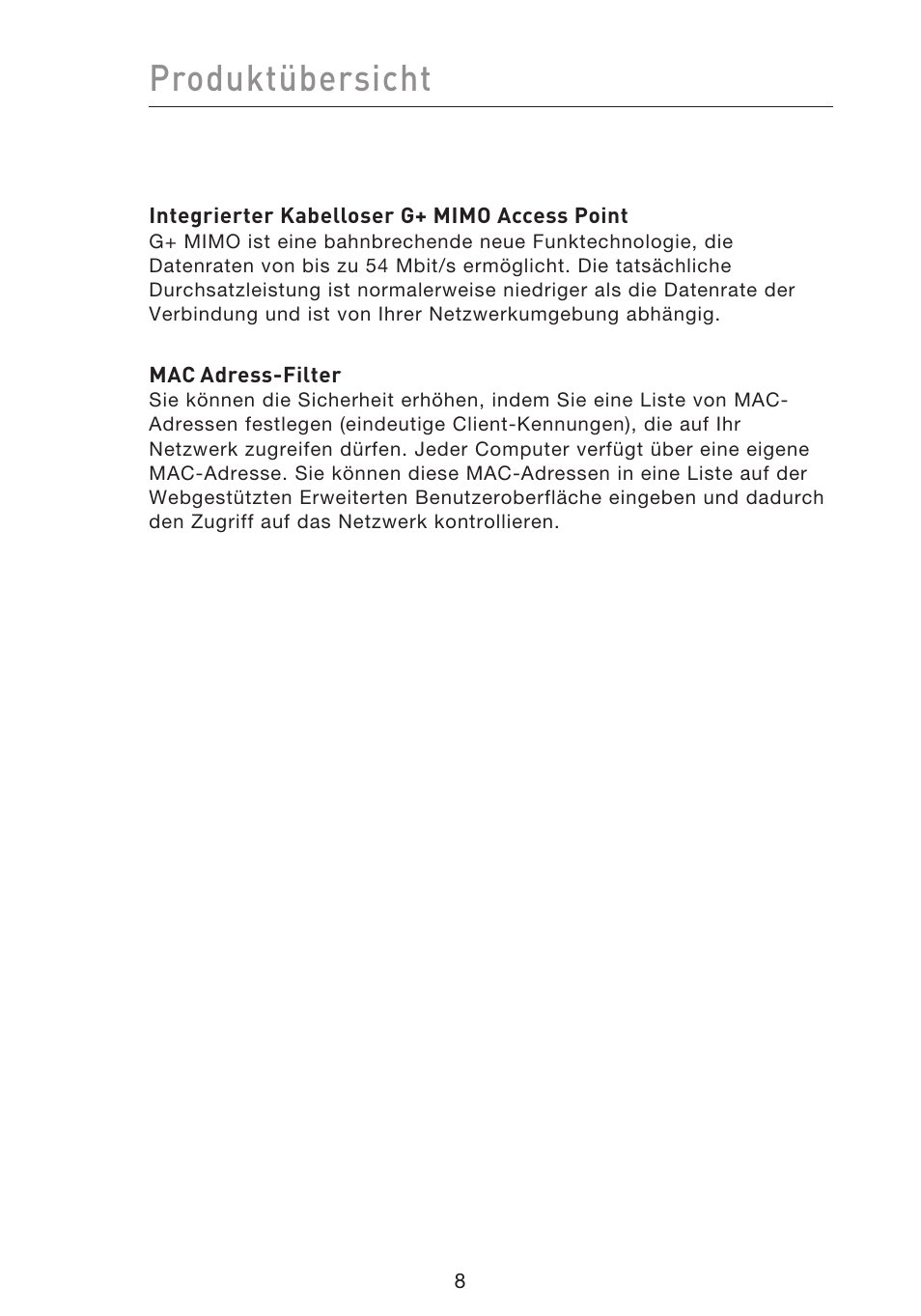 Produktübersicht | Belkin F5D9230UK4 User Manual | Page 233 / 667