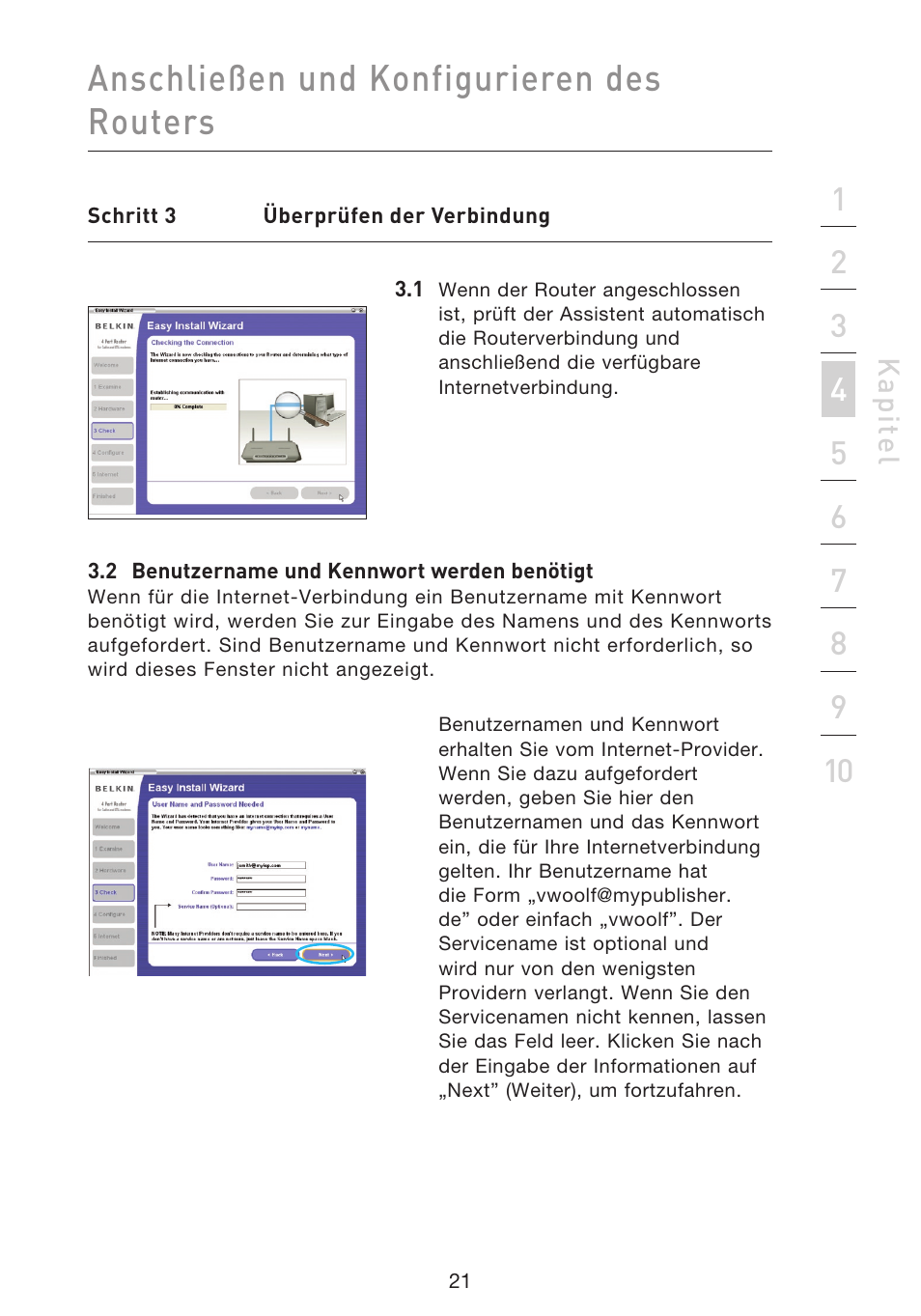 Anschließen und konfigurieren des routers | Belkin F5D9230UK4 User Manual | Page 246 / 667