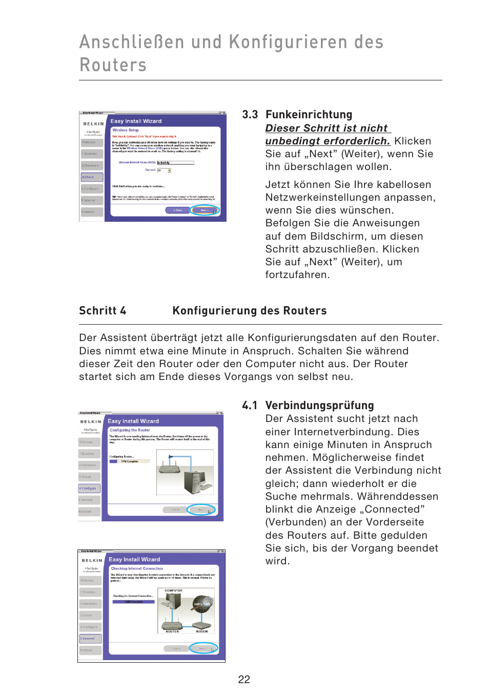Anschließen und konfigurieren des routers | Belkin F5D9230UK4 User Manual | Page 247 / 667