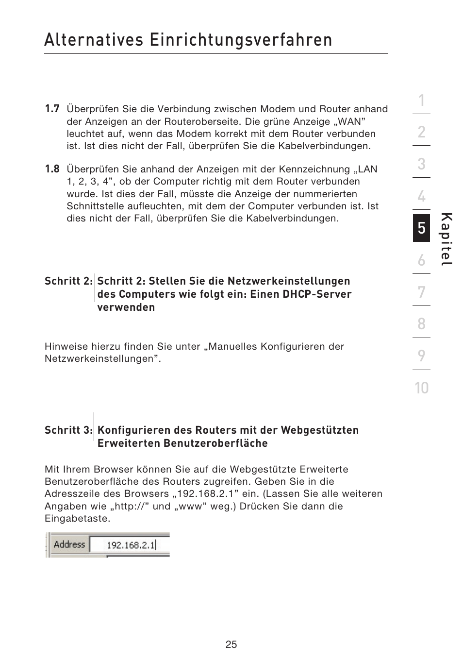 Alternatives einrichtungsverfahren, Kap ite l | Belkin F5D9230UK4 User Manual | Page 250 / 667