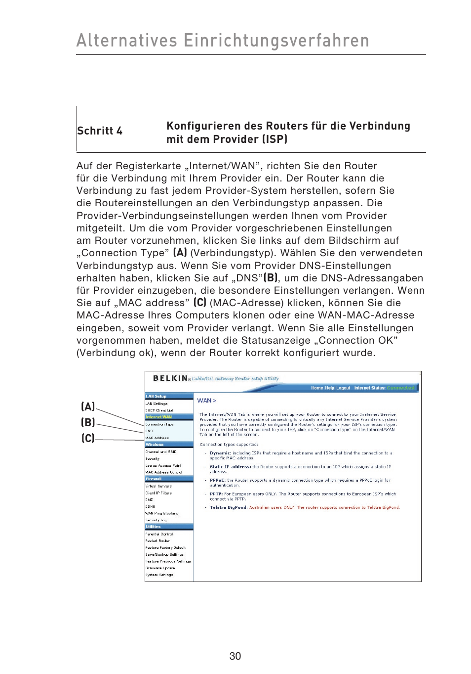 Alternatives einrichtungsverfahren | Belkin F5D9230UK4 User Manual | Page 255 / 667