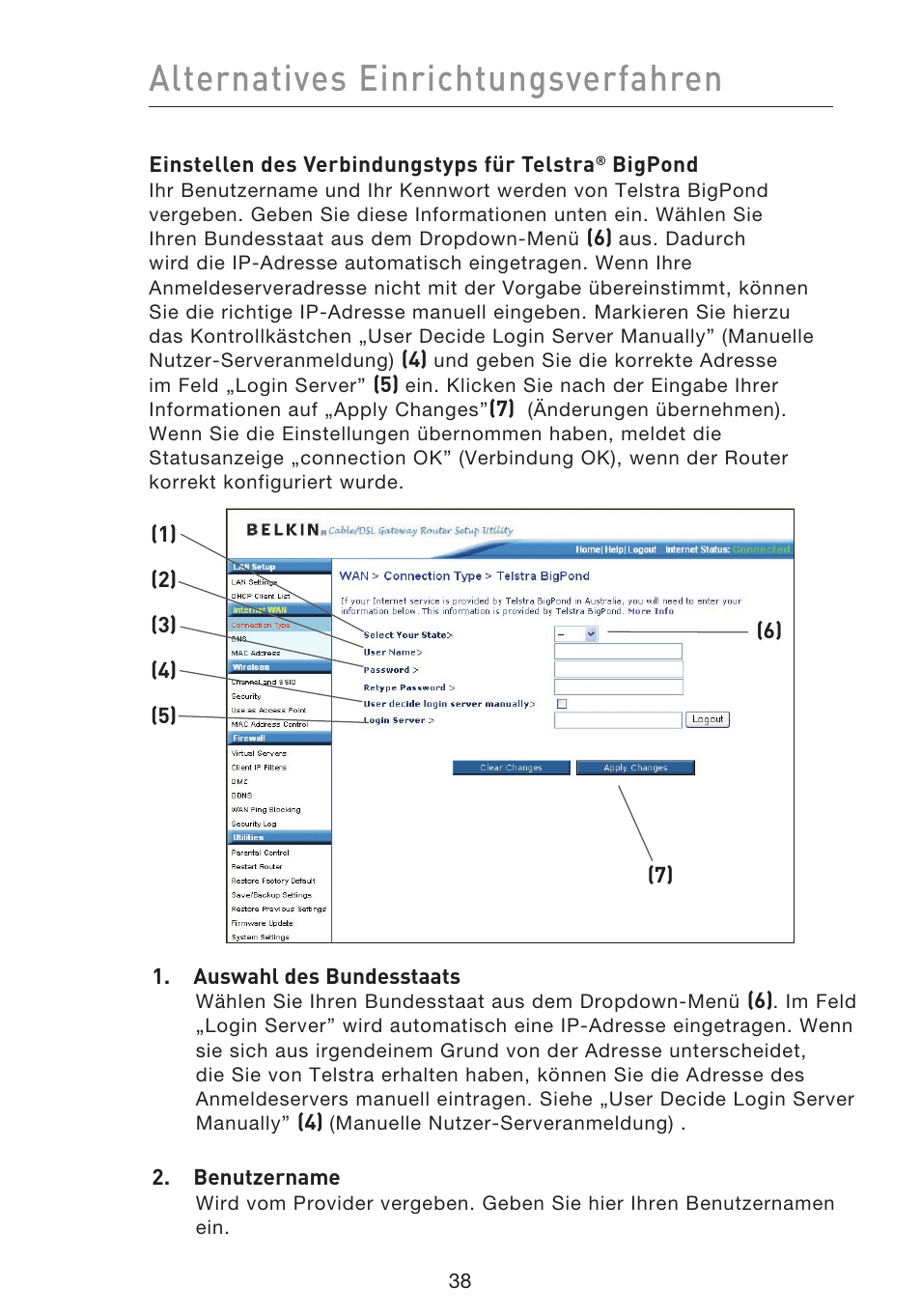 Alternatives einrichtungsverfahren | Belkin F5D9230UK4 User Manual | Page 263 / 667