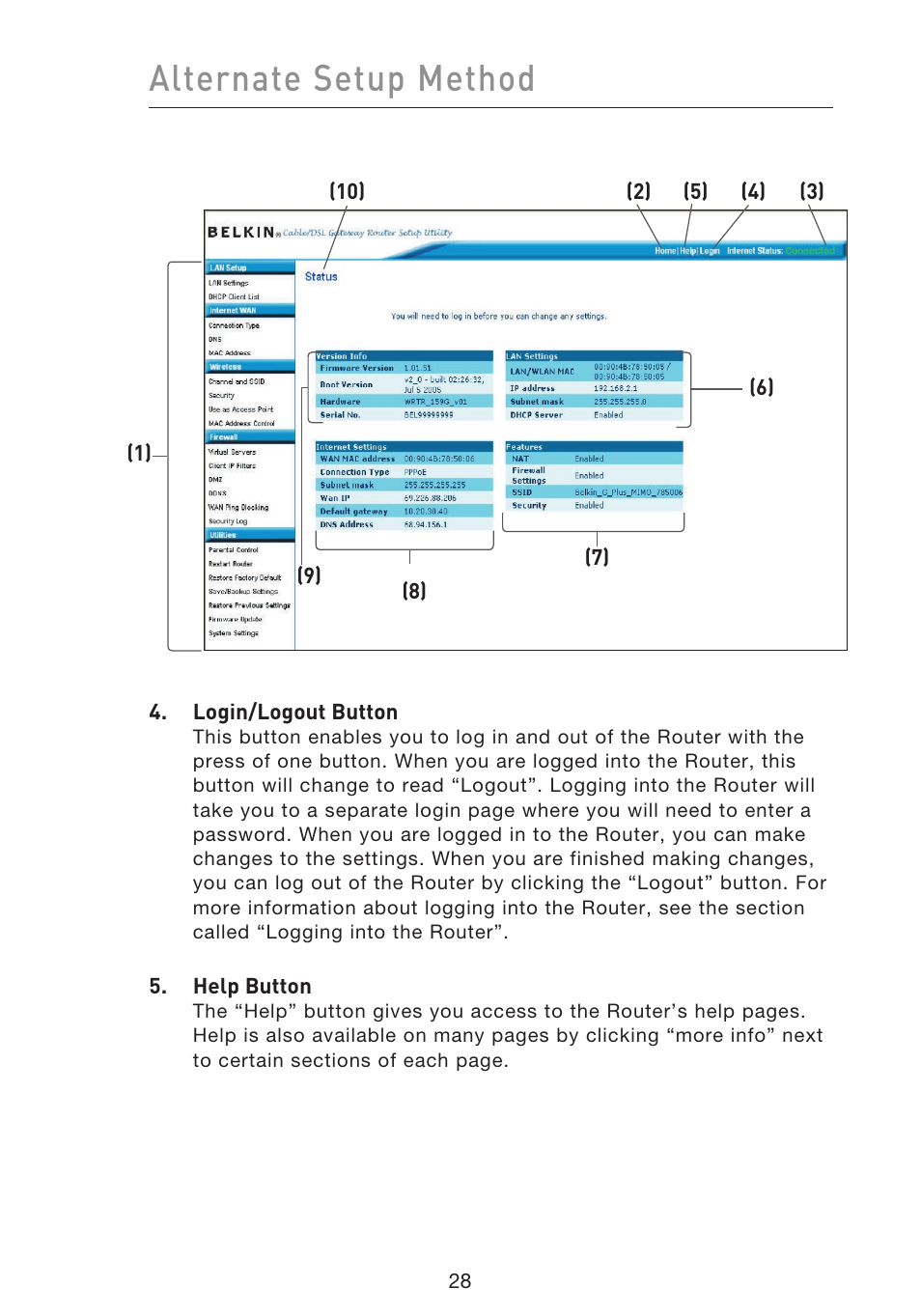 Alternate setup method | Belkin F5D9230UK4 User Manual | Page 30 / 667